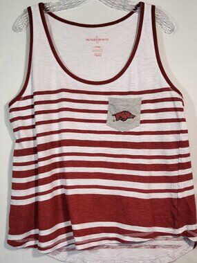 Wishbone Woman's NCAA Striped Pocket Tank Top Size XXL Arkansas Razorbacks